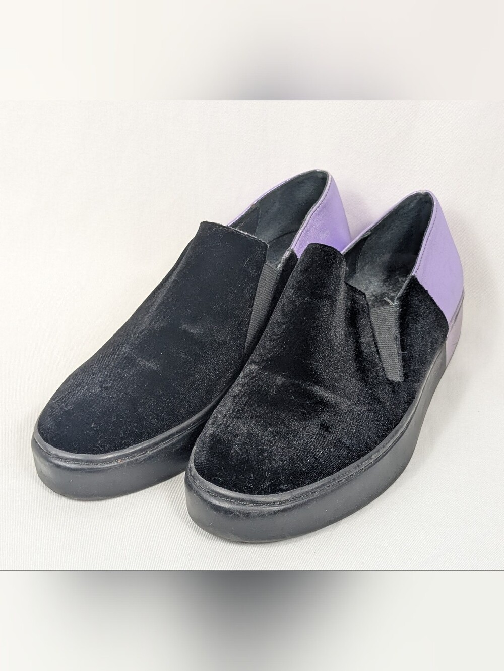 Free People Varsity Slip-On Black Velvet Metallic Purple